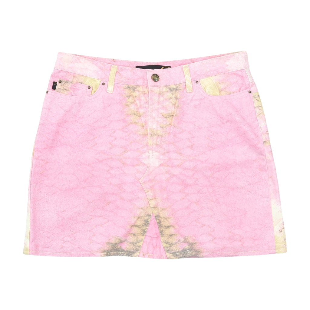 Just Cavalli Pink Tie-Dye Denim Mini Skirt