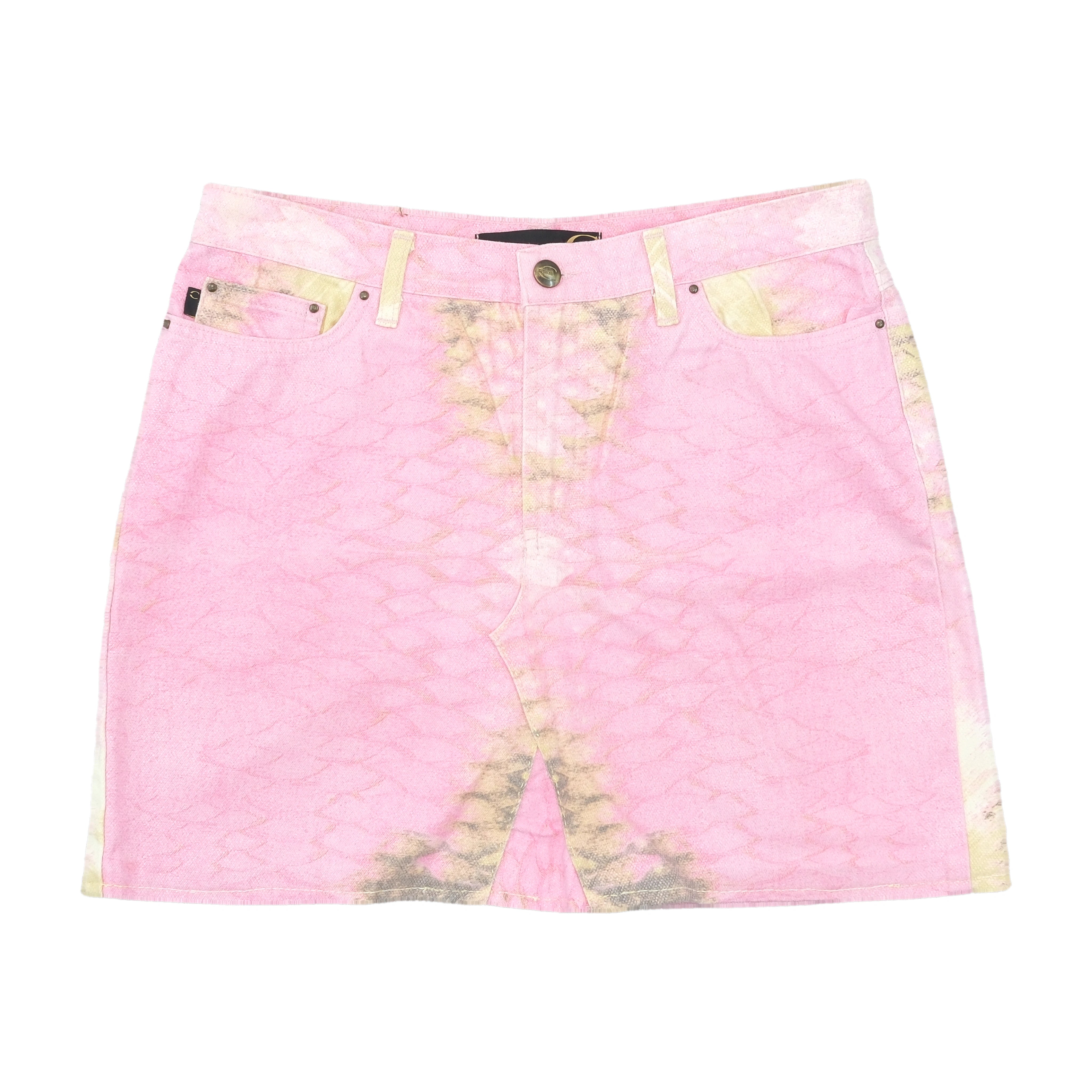 Just Cavalli Pink Tie-Dye Denim Mini Skirt