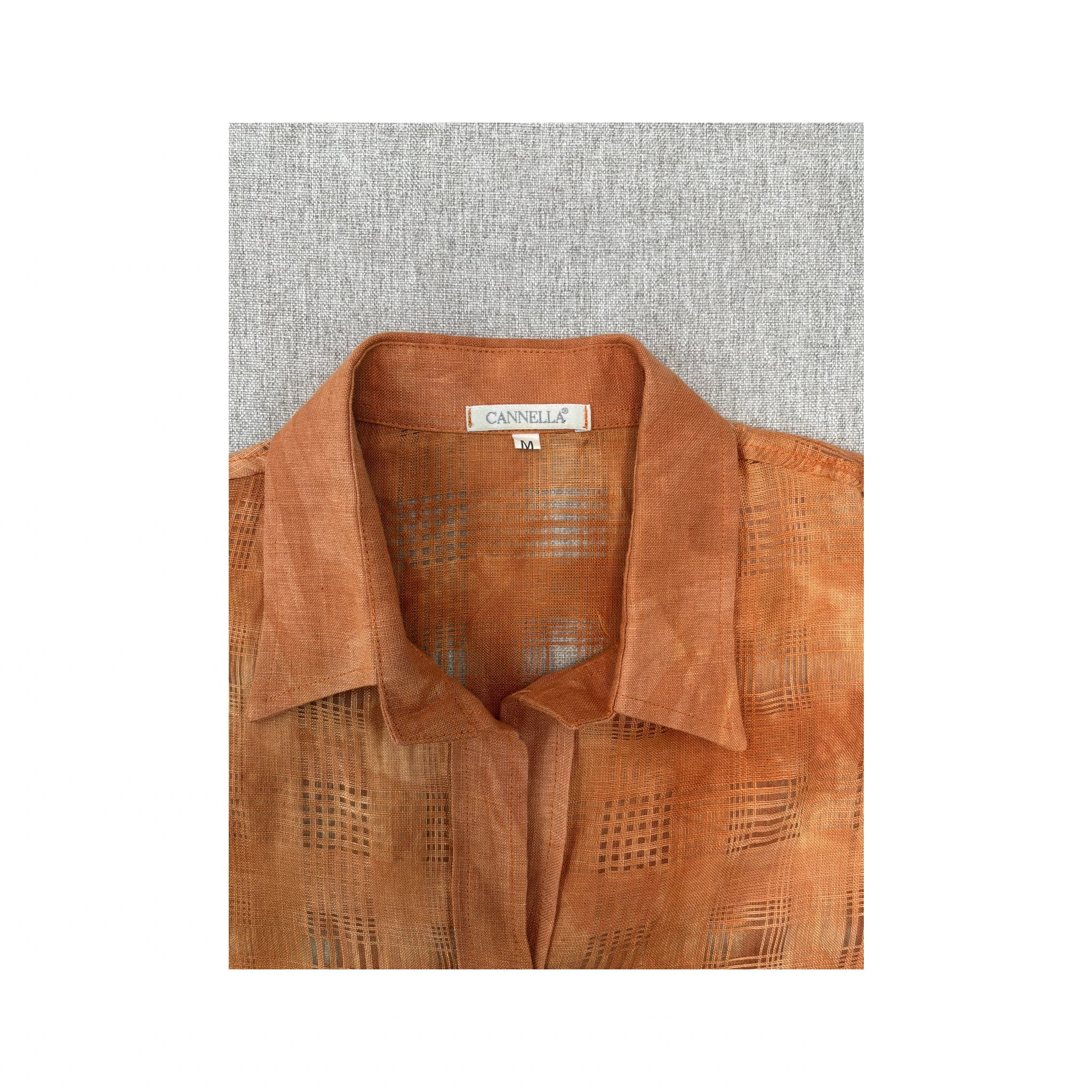 CANNELLA Orange Textured Short Sleeve Button Up Shirt