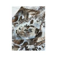 Saia vintage com Folhos e estampado de Leopardo e Leão