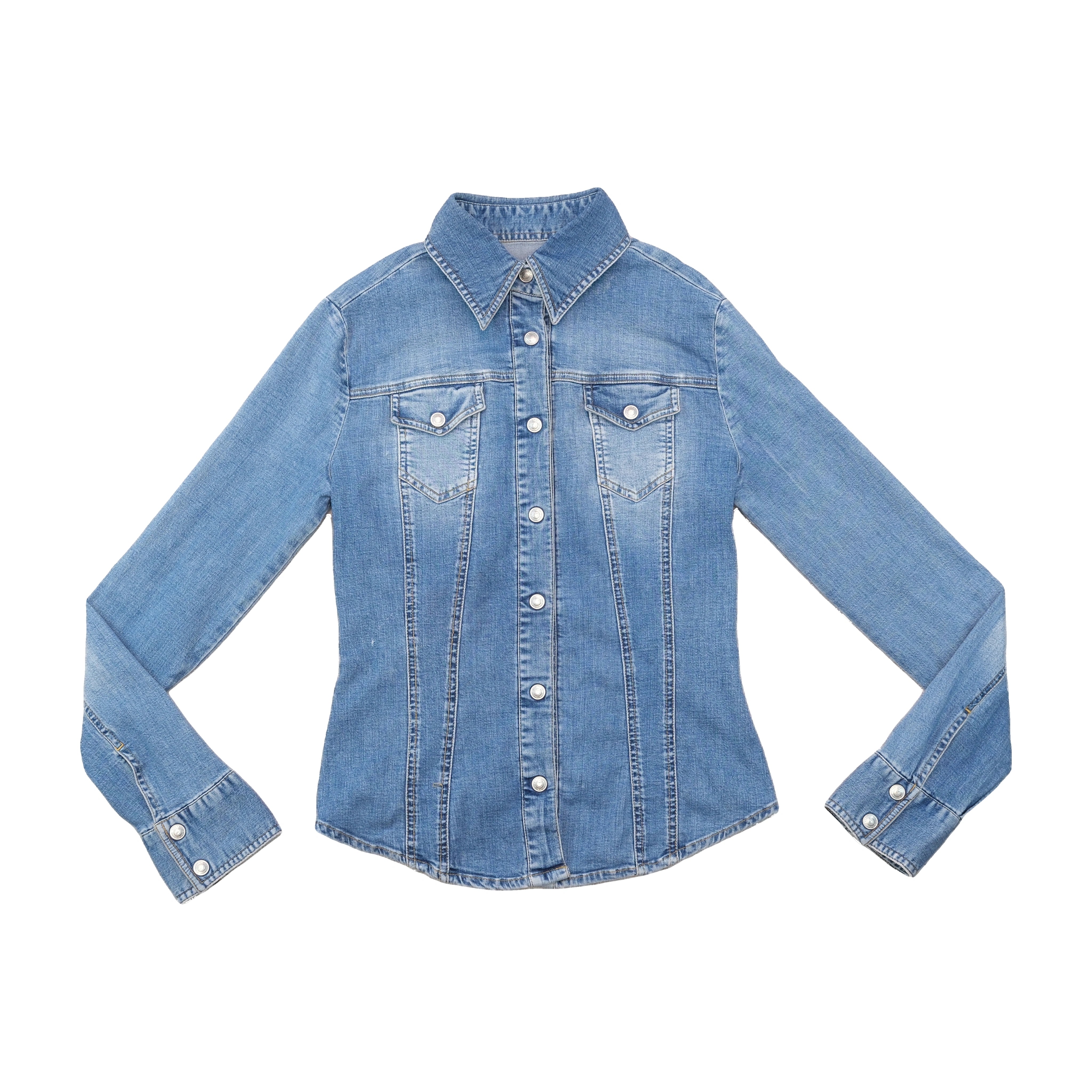 Vintage Fornarina Fitted Denim Snap Front Jacket Shirt