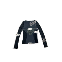 Nexos Black Mesh Sleeve Embroidered Long Sleeve Shirt (Made in Italy)