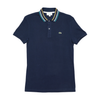 Lacoste Slim Fit Navy Striped Collar Cotton Polo Shirt