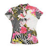 Vintage Floral Zebra Print Keyhole Blouse