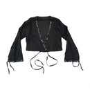 Americo Tavar Embellished V-Neck Tie Front Cropped Blouse