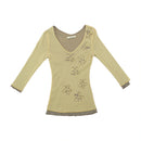 No-Nà Floral Appliqué Sheer Blouse