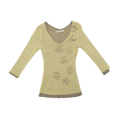 No-Nà Floral Appliqué Sheer Blouse