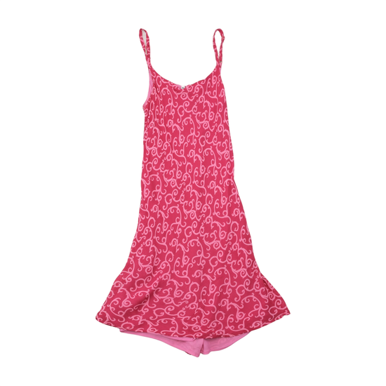Vintage Pink Swirl Print Spaghetti Strap Mini Dress