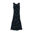 Vintage Black Floral Sleeveless Maxi Dress