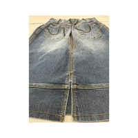Vintage Blue Denim A-Line Midi Skirt