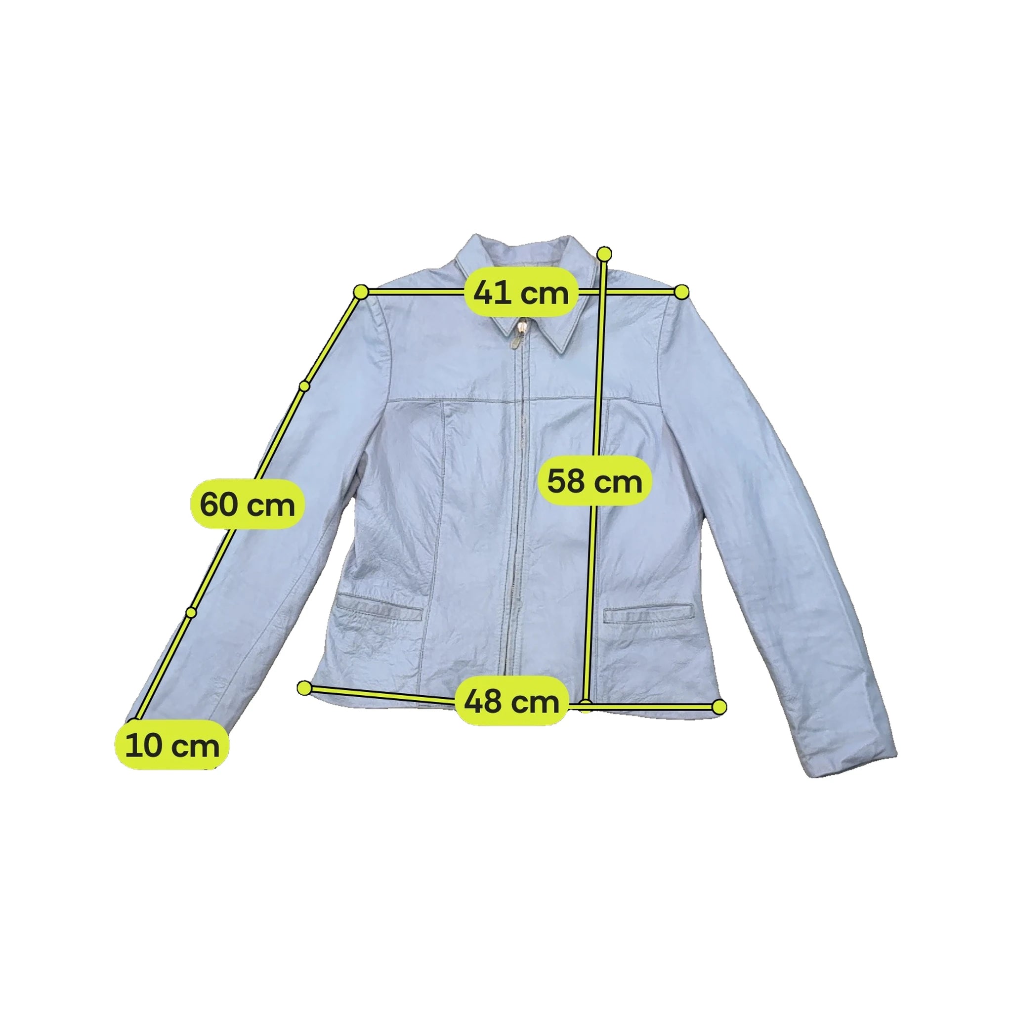 Vintage Merilleno Light Blue Leather Zip Jacket