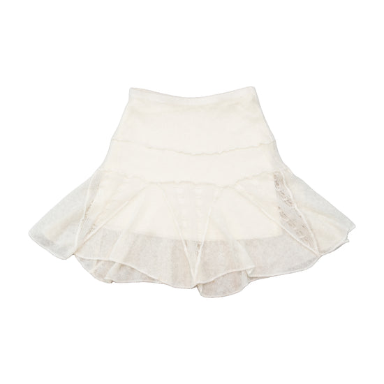 Saia de Malha Transparente com Folhos, Vintage