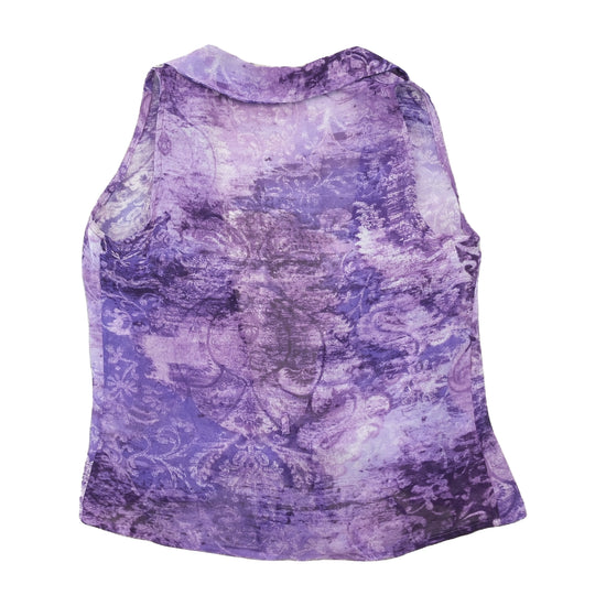 Blusa HFN roxa sem mangas com Nó à Frente e estampado abstrato
