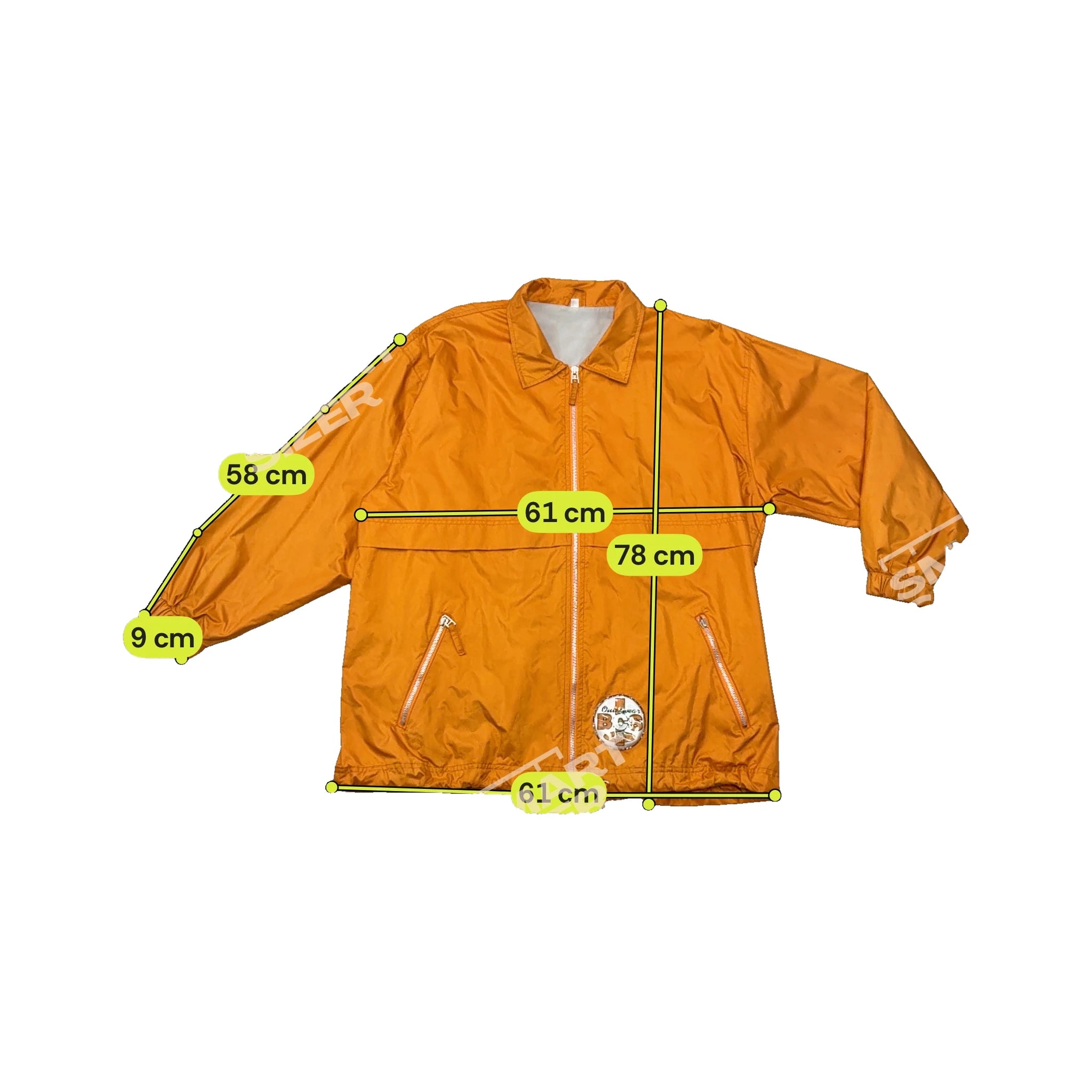 Vintage Orange Lightweight Polyester Zip Front Jacket with Point Collar
