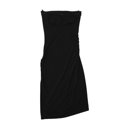LORRAINE Black Ruched Strapless Midi Dress