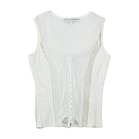 Cristina Effe Lace Up Lace Panel Sleeveless Blouse
