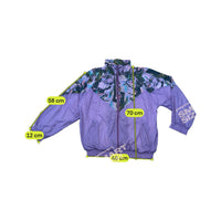 Vintage Abstract Print Purple Windbreaker Jacket