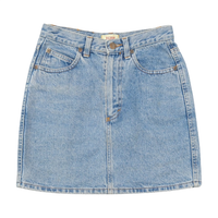 Mini saia Sisley vintage em ganga de Lavagem Clara