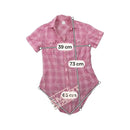 Women’s Pink Gingham Cotton Short-Sleeve Button-Up Shirt with Tie Front
