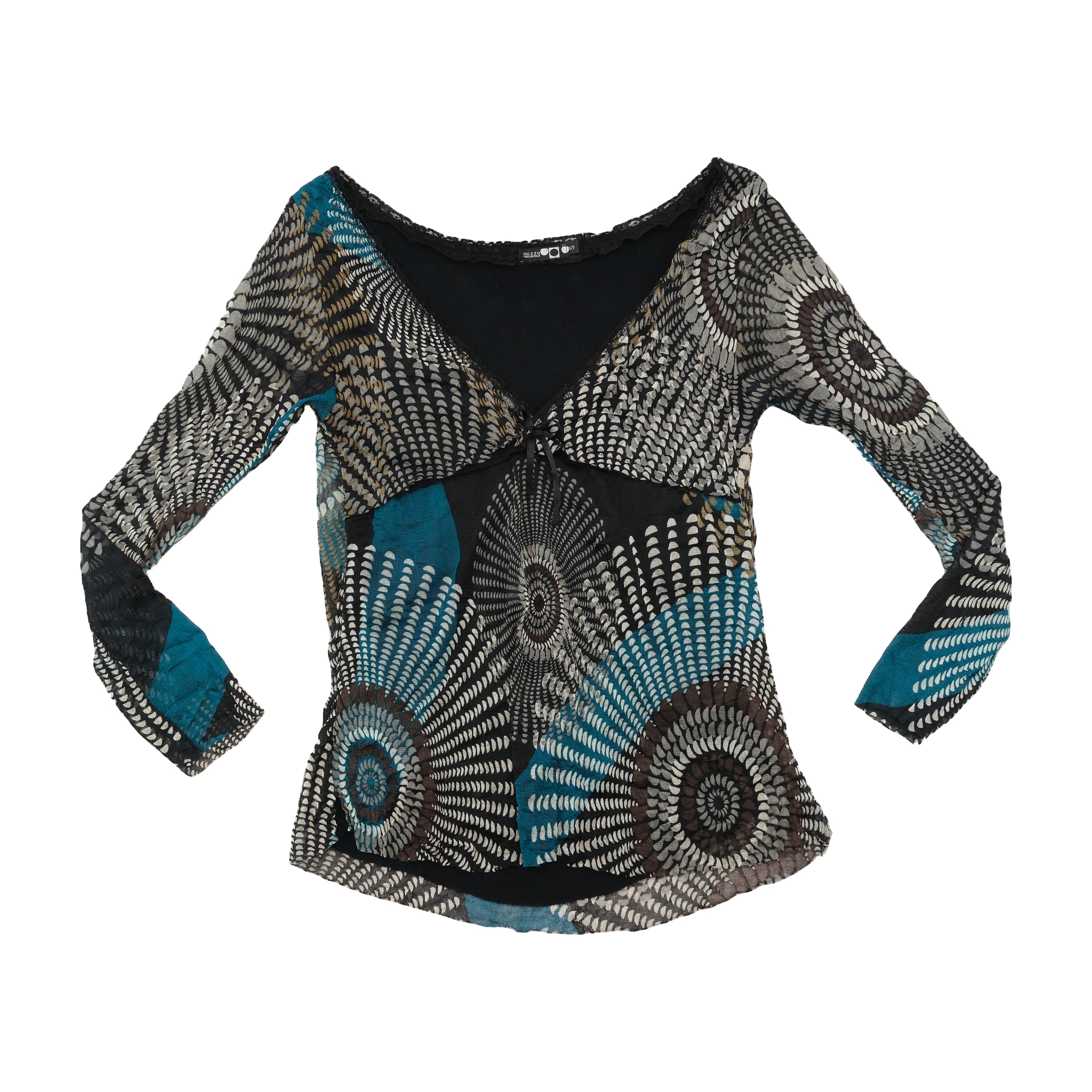 Mezzo Mentali Abstract Swirl Sheer Blouse