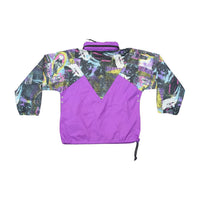 Vintage Abstract Print Purple Pullover Ski Jacket