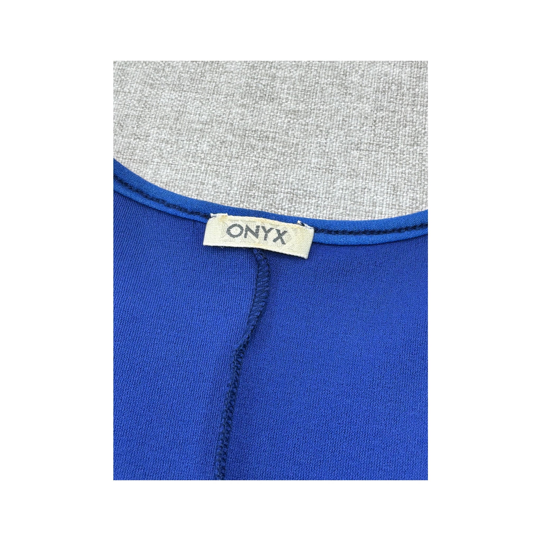 Vestido Transparente Onyx azul em Rede com Bainha Esvoaçante
