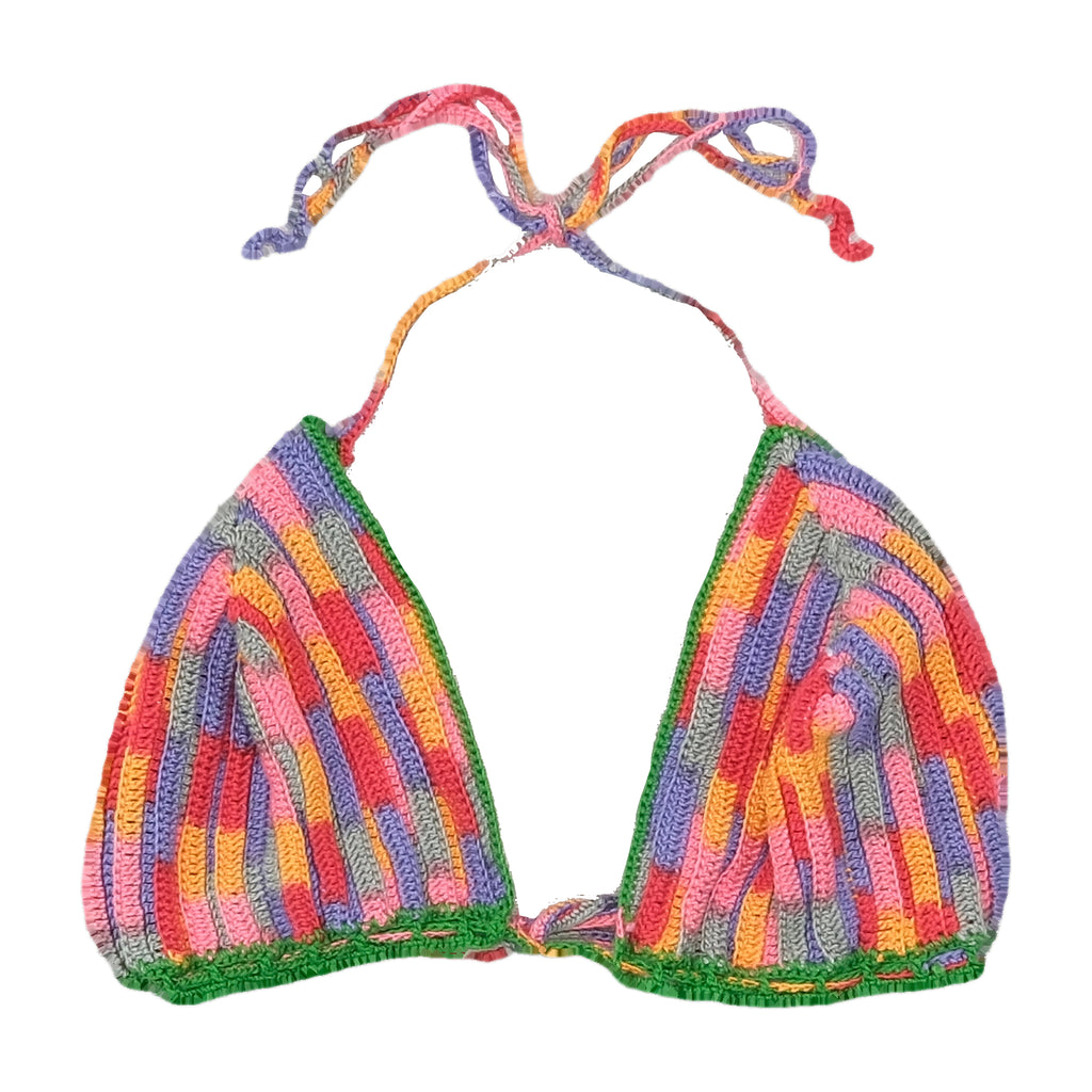 Hand Crochet Multicolor Halter Triangle Tank Top