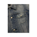 Diesel Distressed Light Wash Button-Up Denim Jacket