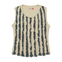 MET Shirting Ruffle Stripe Cotton Tank Top