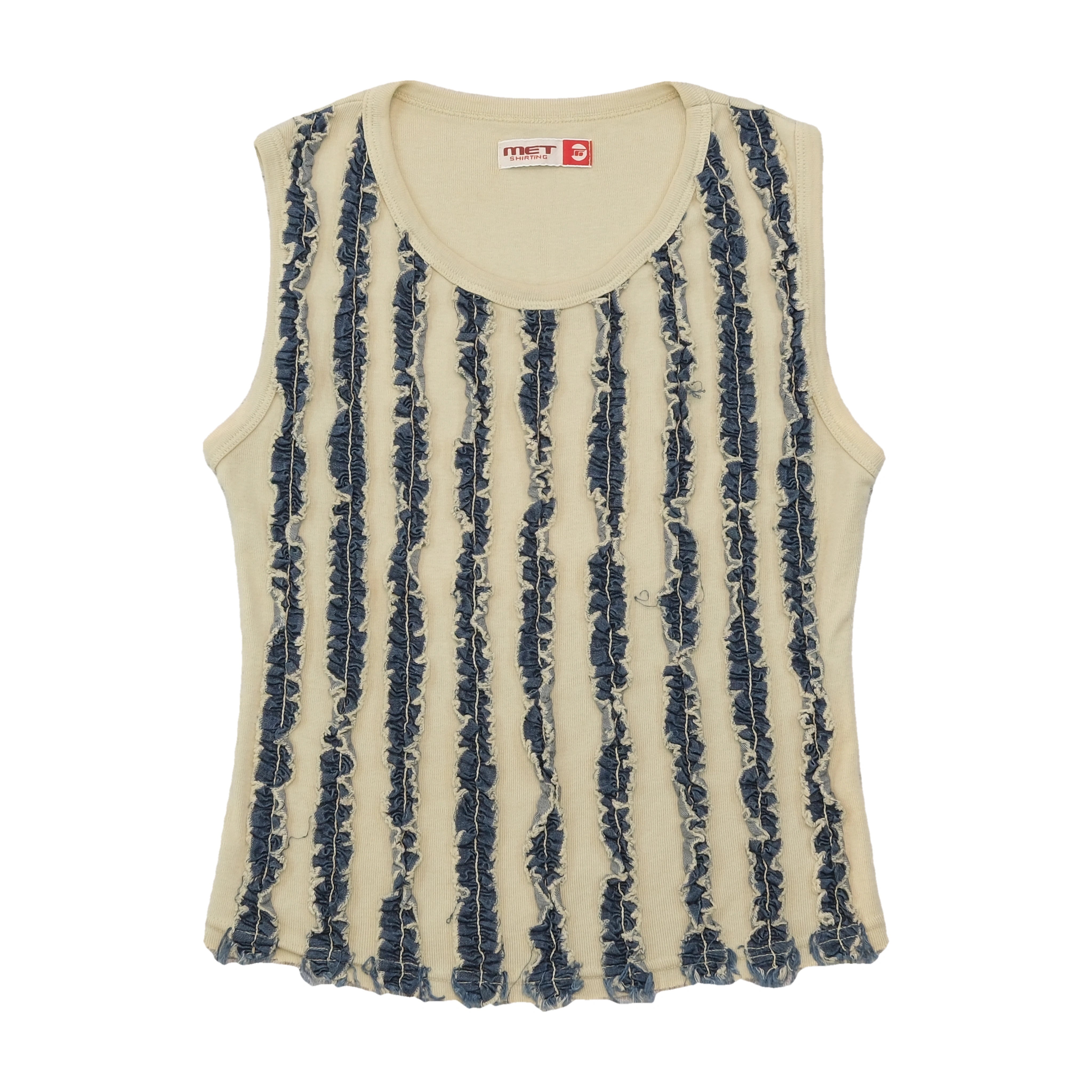 MET Shirting Ruffle Stripe Cotton Tank Top