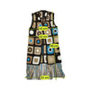 PHARD Crochet Granny Square Fringe Ramie Wool Sweater