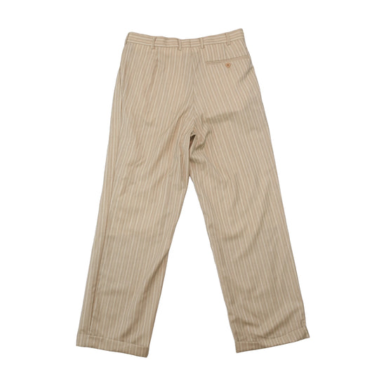 Carlo Santi Vintage Virgin Wool Beige Pinstripe Tailored Pants