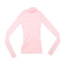 Pink Sequin Embellished Mesh Turtleneck Blouse