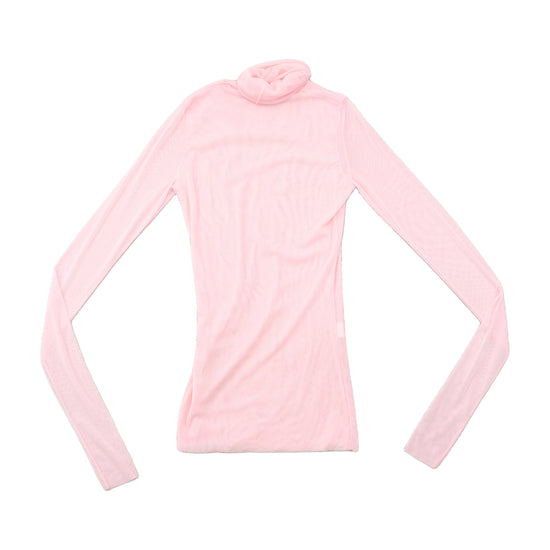 Blusa rosa em Rede com gola alta e Lantejoulas