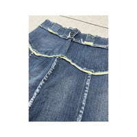 Deconstructed Raw Edge Denim Mini Skirt