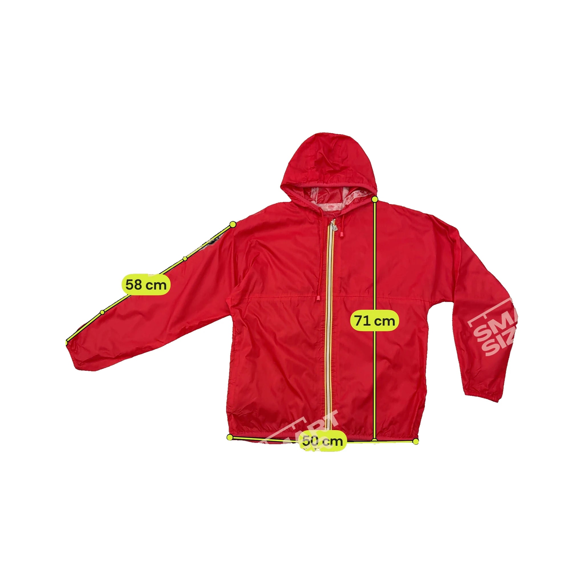Corta-Vento com capuz K-Way vermelho em Poliamida