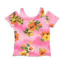 T-shirt floral com Ombros Vazados