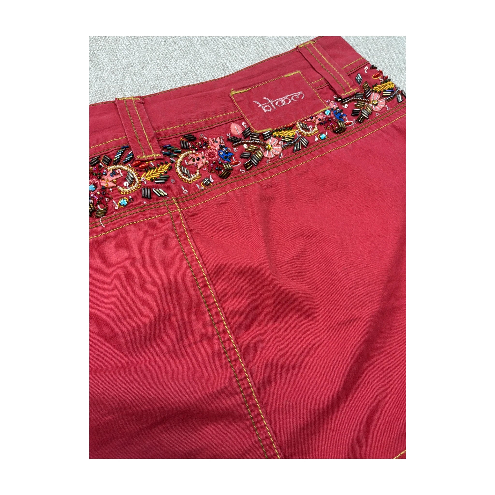 Bloom Embellished Cotton Mini Skirt - Pink