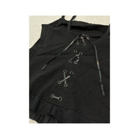 Pimkie Lace-Up Black Ruffle Cami Top