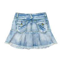 Distressed Denim Flounce Mini Skirt