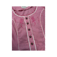 Landgewand Pink Gingham Lace Trim Embroidered Cotton Blouse