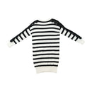 Guess Black and White Striped Lace-Trim Rhinestone G Knit Sweater