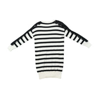 Guess Black and White Striped Lace-Trim Rhinestone G Knit Sweater