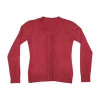 Casaco de malha vintage vermelho com Botões à Frente