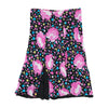 Multicolor Polka Dot and Pink Floral Paneled Flowy Midi Skirt