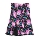Multicolor Polka Dot and Pink Floral Paneled Flowy Midi Skirt