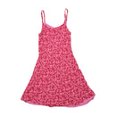 Mini vestido vintage rosa de alças Finas com estampado em Espiral