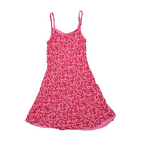 Mini vestido vintage rosa de alças Finas com estampado em Espiral