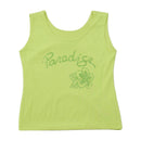Y2K Lime Green Glitter Paradise Floral Cotton Tank Top