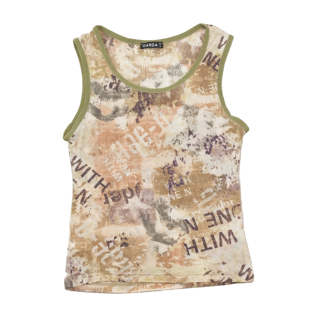 Top de alças Garda com estampado abstrato e Texto